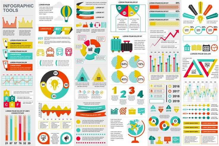 Infografía elementos de visualización de datos vector diseño de plantilla. Puede usarse para pasos, opciones, procesos de negocio, flujo de trabajo, diagrama, concepto de diagrama de flujo, línea de tiempo, iconos de marketing, gráficos de información.