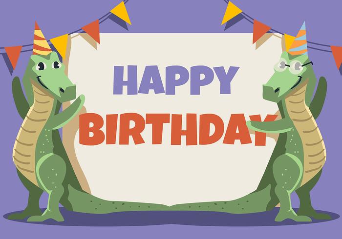 Happy Birthday Animal Crocodiles vector