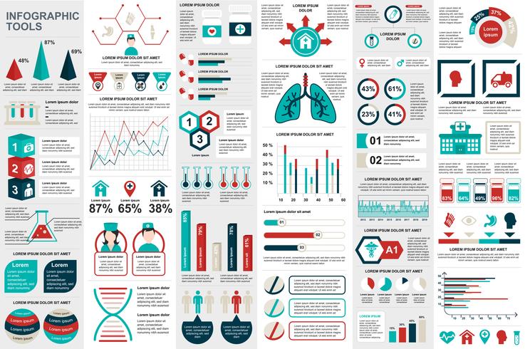 Plantilla de diseño de vector de visualización de datos de elementos infografía médica Se puede utilizar para pasos, opciones, flujo de trabajo, diagrama, concepto de diagrama de flujo, línea de tiempo, iconos de atención médica, investigación, gráficos d