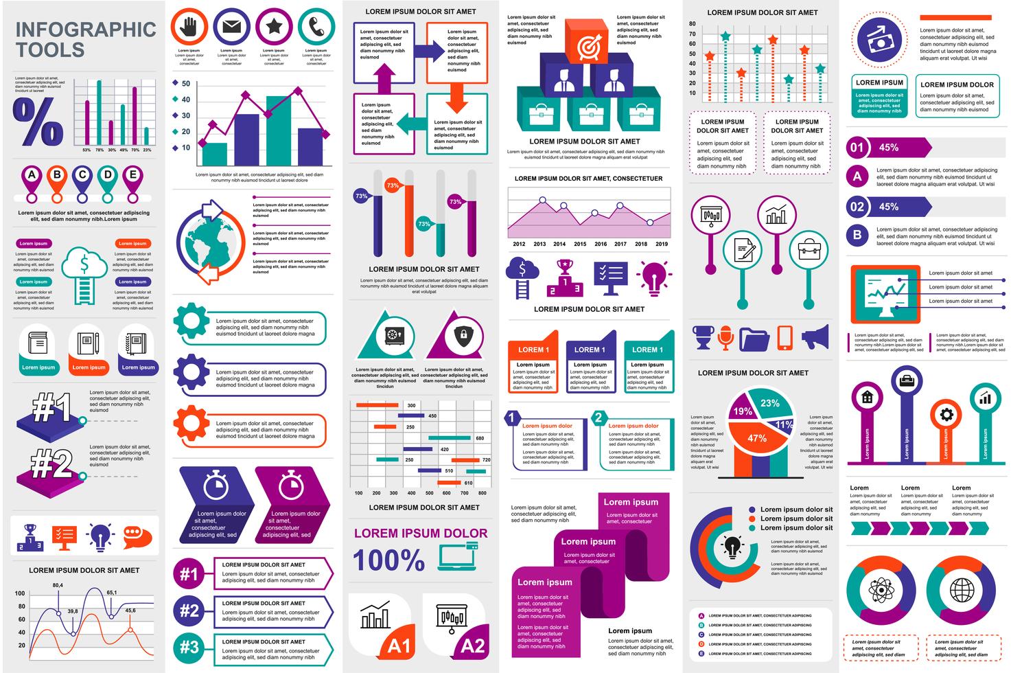 Infographic elements data visualization vector design template. Can be ...