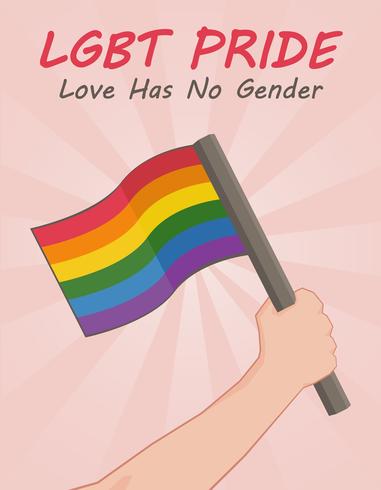 Fondo de orgullo de LGBT con mano sosteniendo una bandera vector