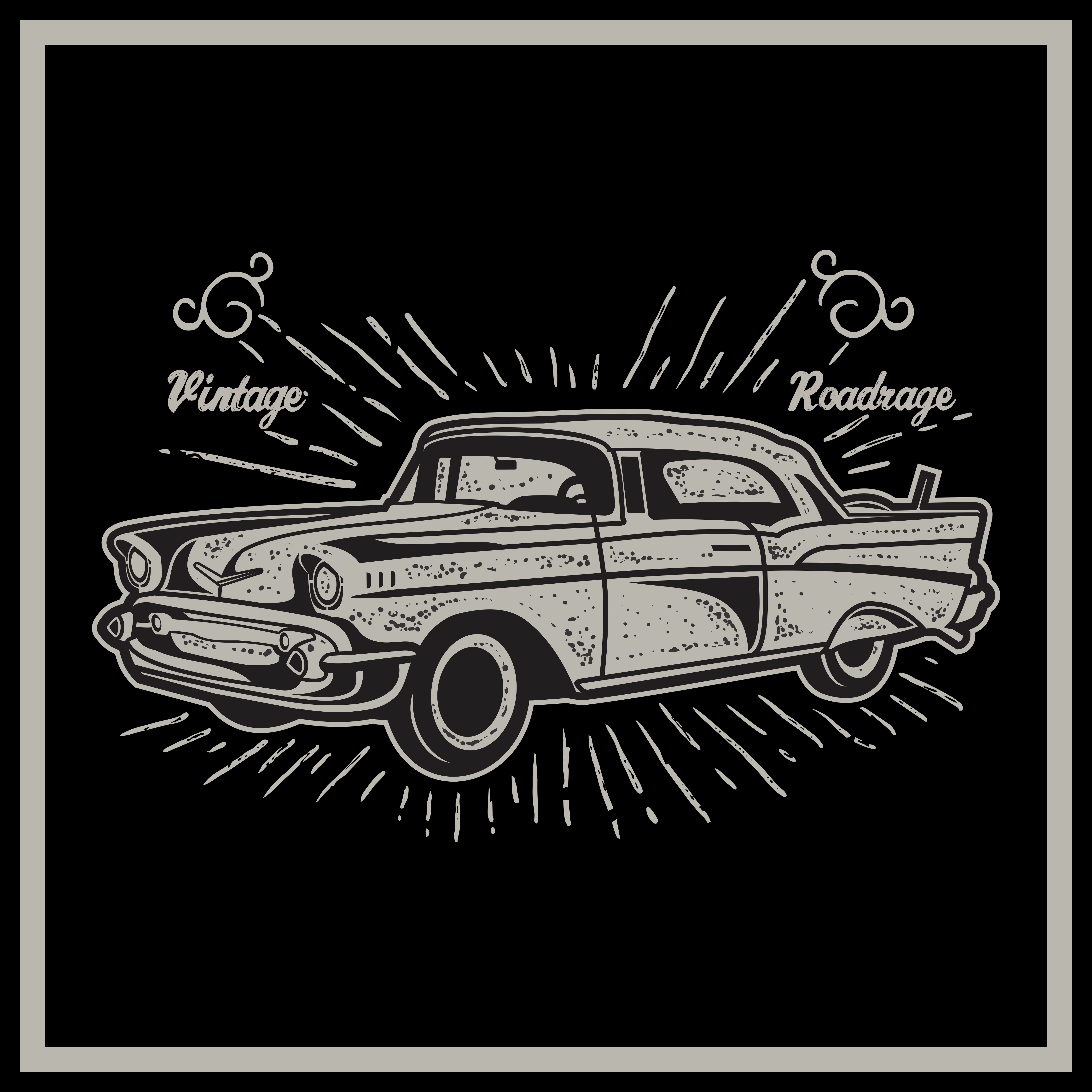 Vector illustration of vintage car. Retro car on black background ...