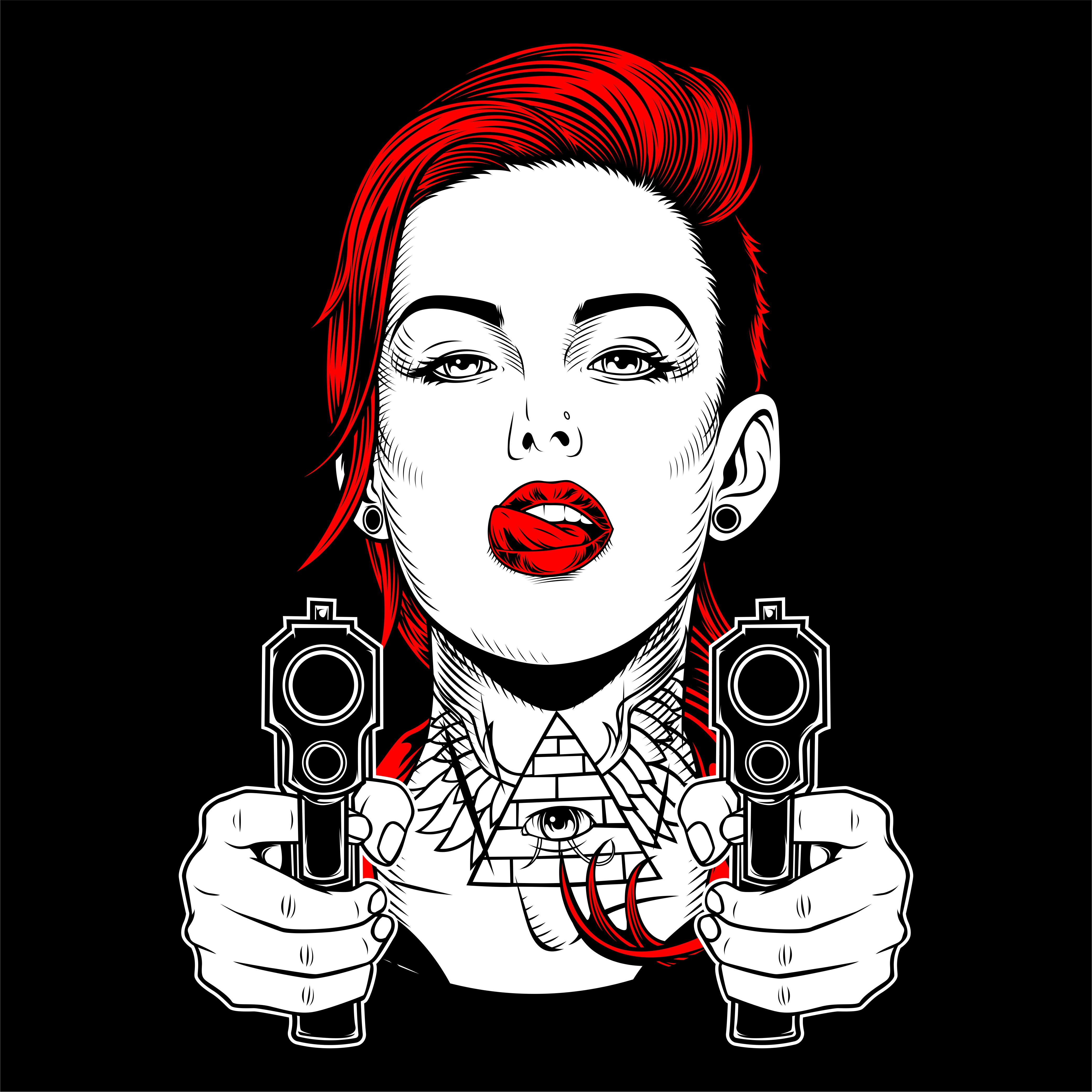 Download beautiful woman holding a gun vector hand drawing - Download Free Vectors, Clipart Graphics ...
