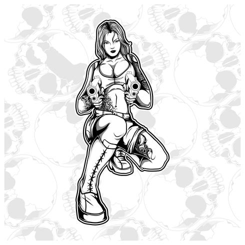 women mafia bandit gangster handling gun vector - Download Free Vectors ...