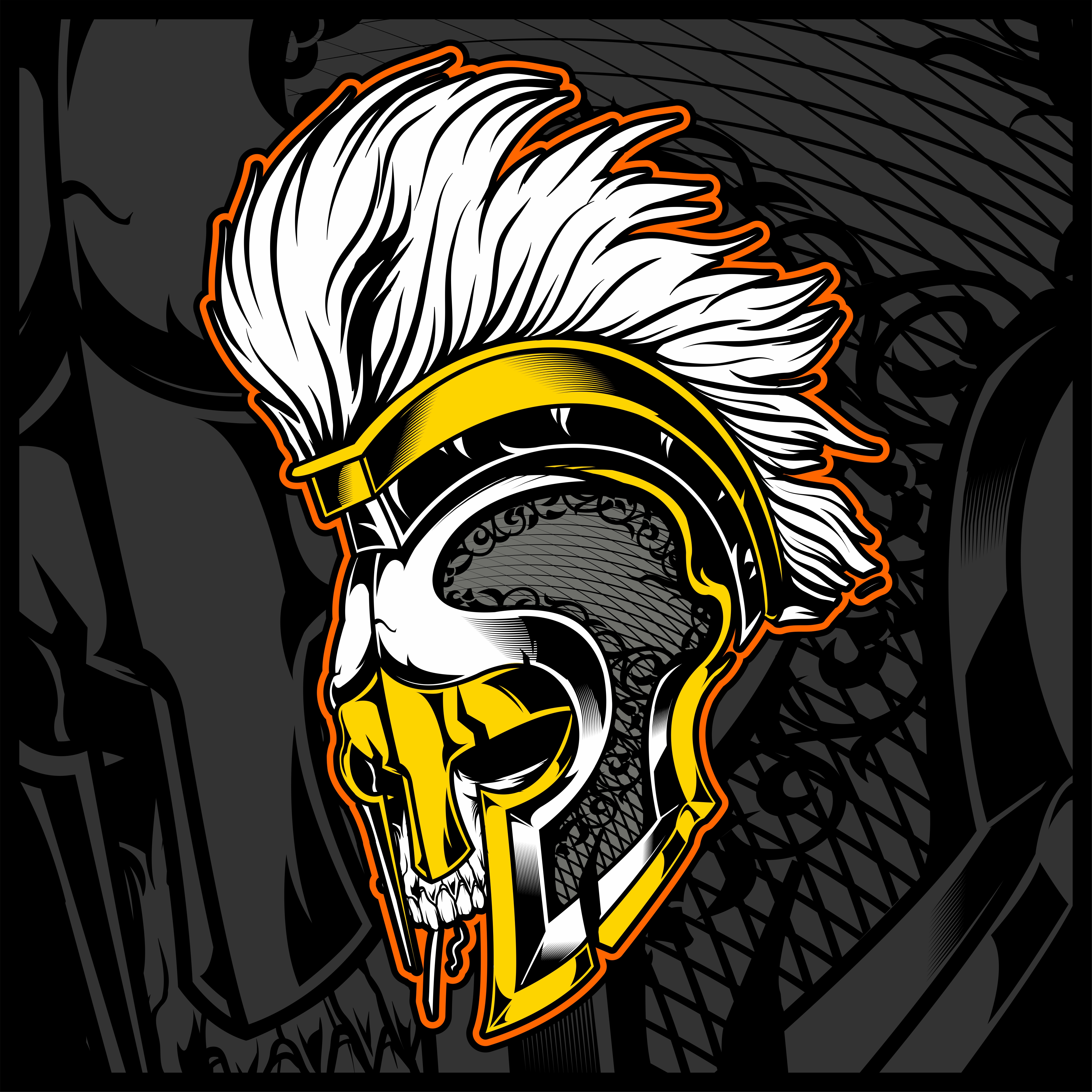 head skull with helmet gladiator vector 540708 Vector Art at Vecteezy