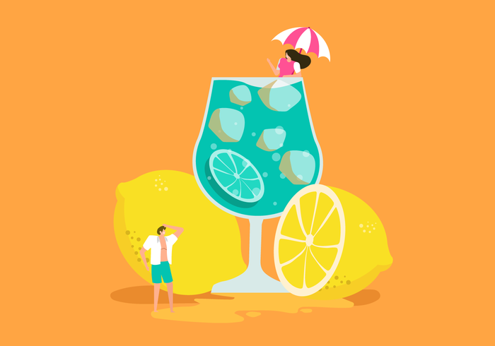 Fresh Lemonade On Summer Vector Illustration