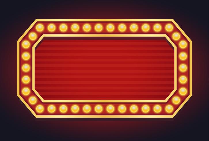Light sign marquee bulb glowing vintage style vector