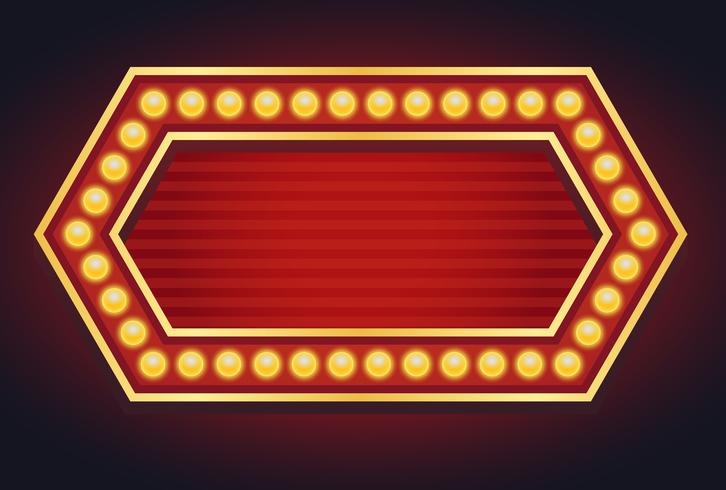 Light sign marquee bulb glowing vintage style vector