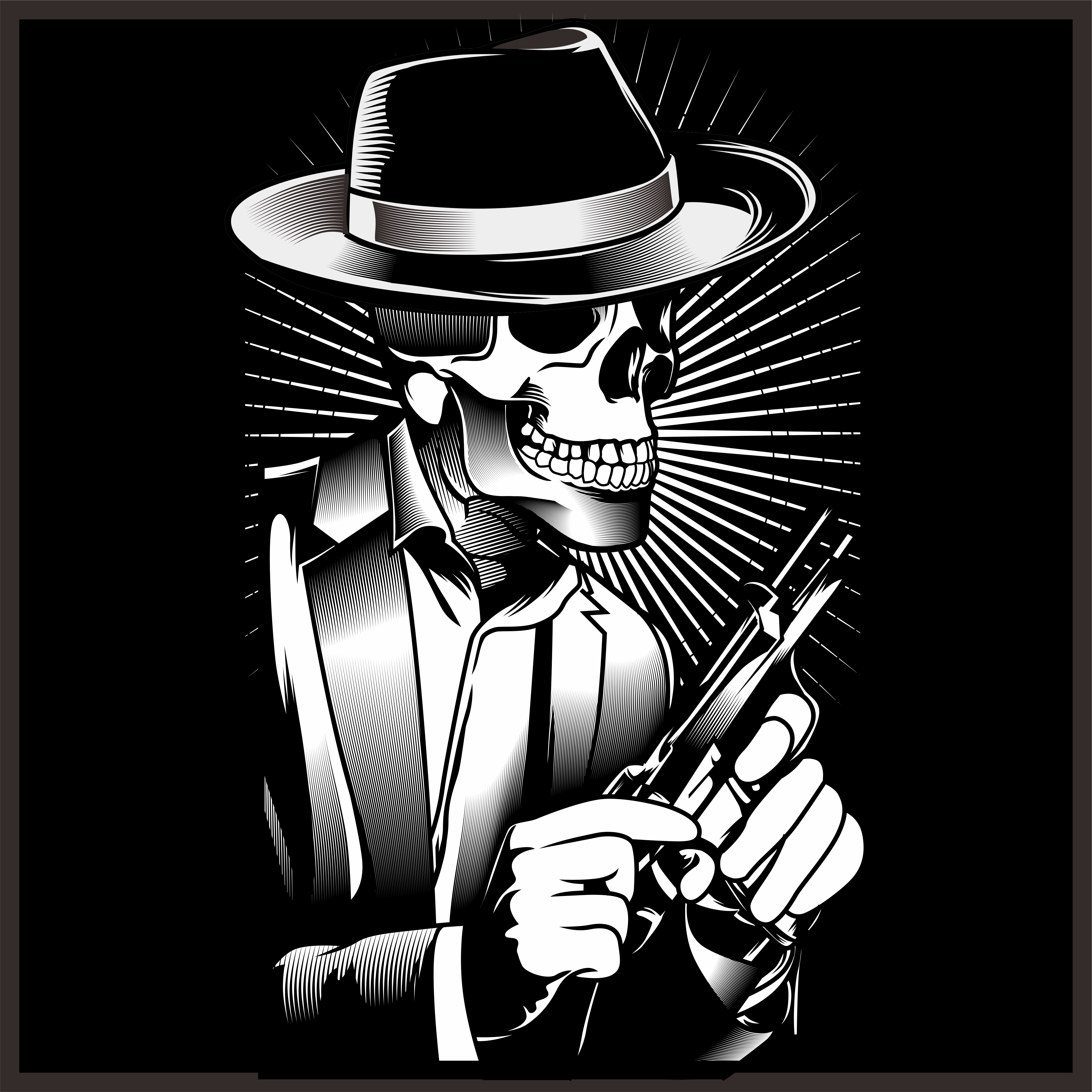 Skeleton gangster with revolvers in suit. Vector illustration 540833 ...