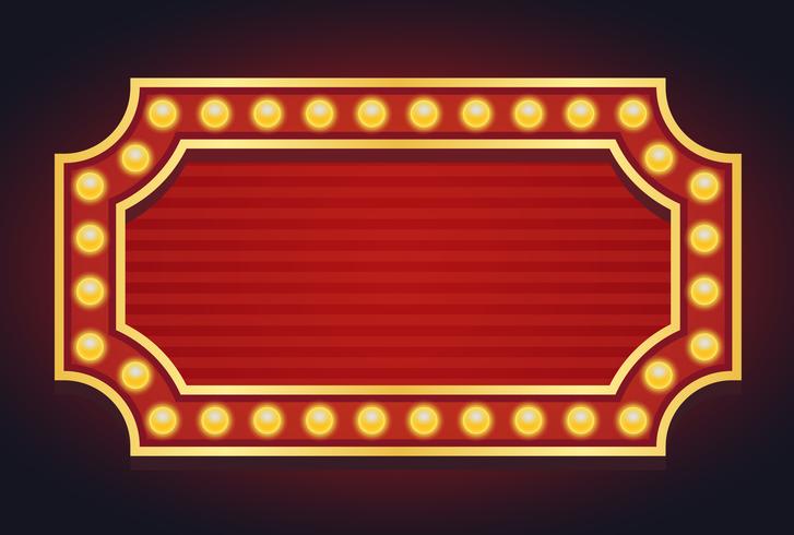 Light sign marquee bulb glowing vintage style vector
