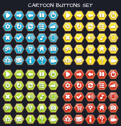 Cartoon button set game pack, GUI element for mobile game vector