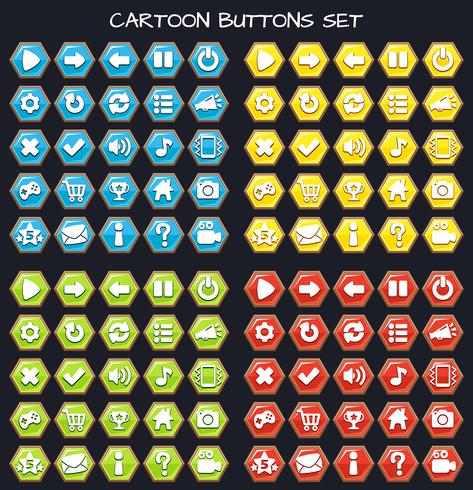 Cartoon button set game pack, GUI element for mobile game vector