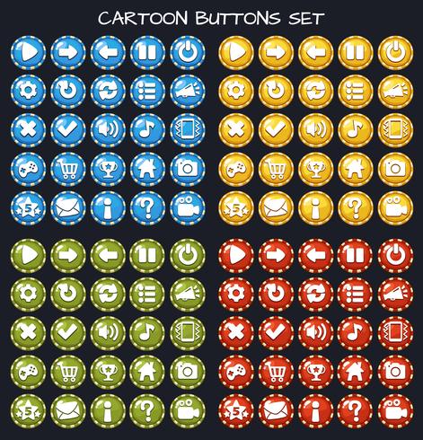 Cartoon button set game pack, GUI element for mobile game vector