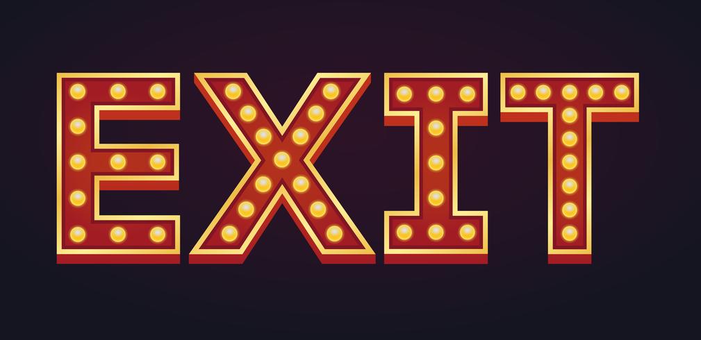 EXIT banner sign marquee light bulb vintage vector