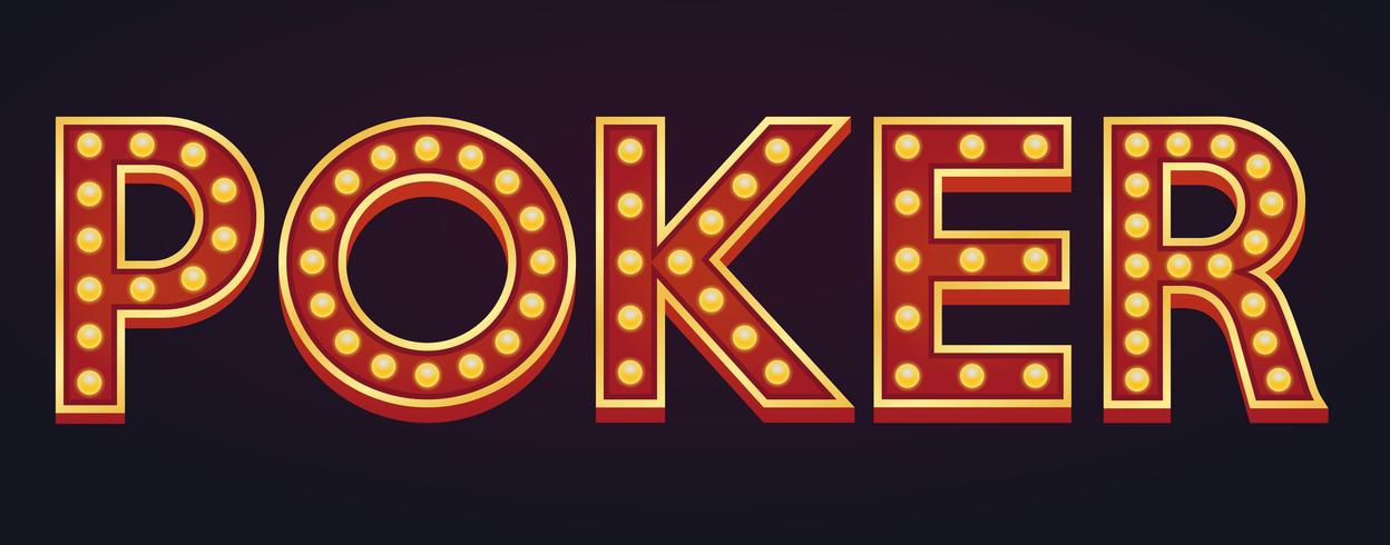 Poker banner sign marquee light bulb vintage vector