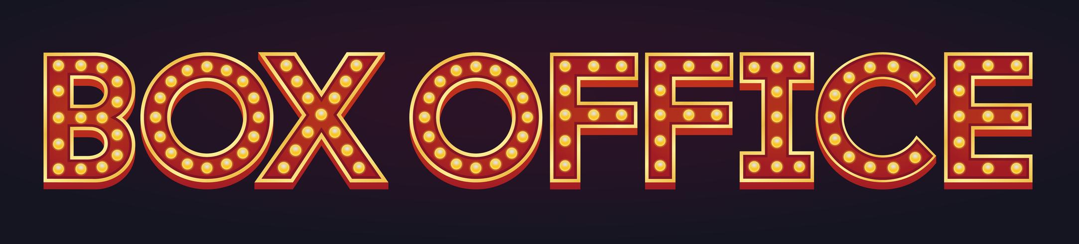 Box Office banner sign marquee light bulb vintage vector