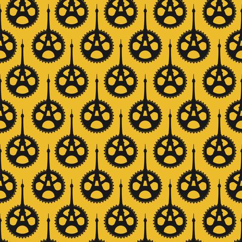 Vector Seamless Bicycle Gearing With Eiffel Tower Pattern
