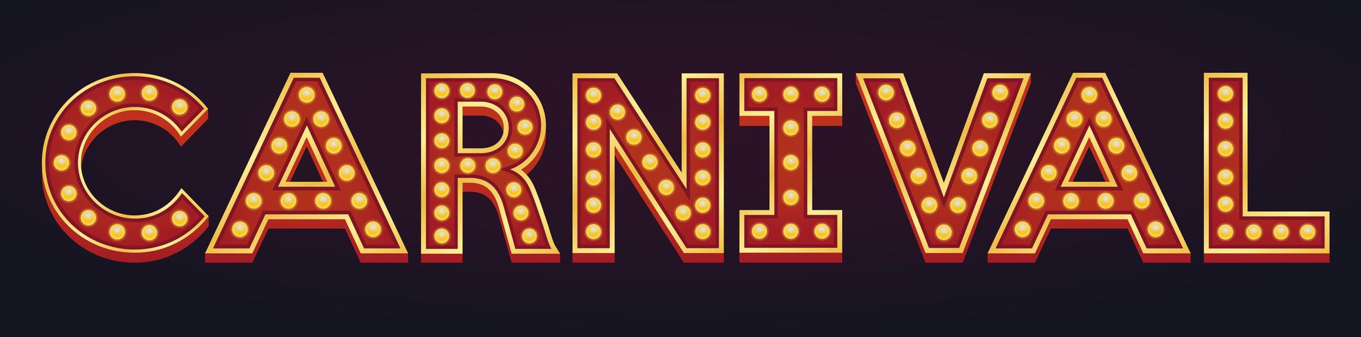 CARNIVAL banner sign marquee light bulb vintage vector