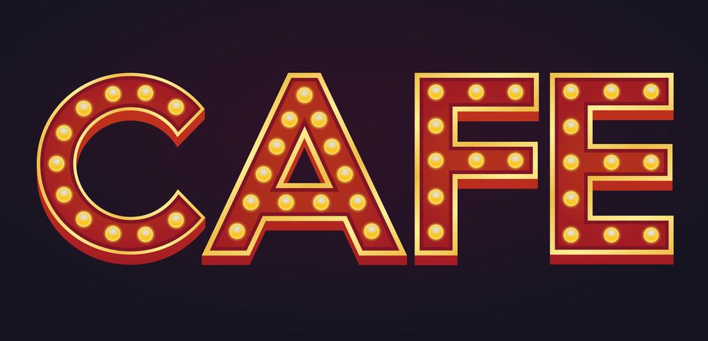 CAFE banner sign marquee light bulb vintage vector
