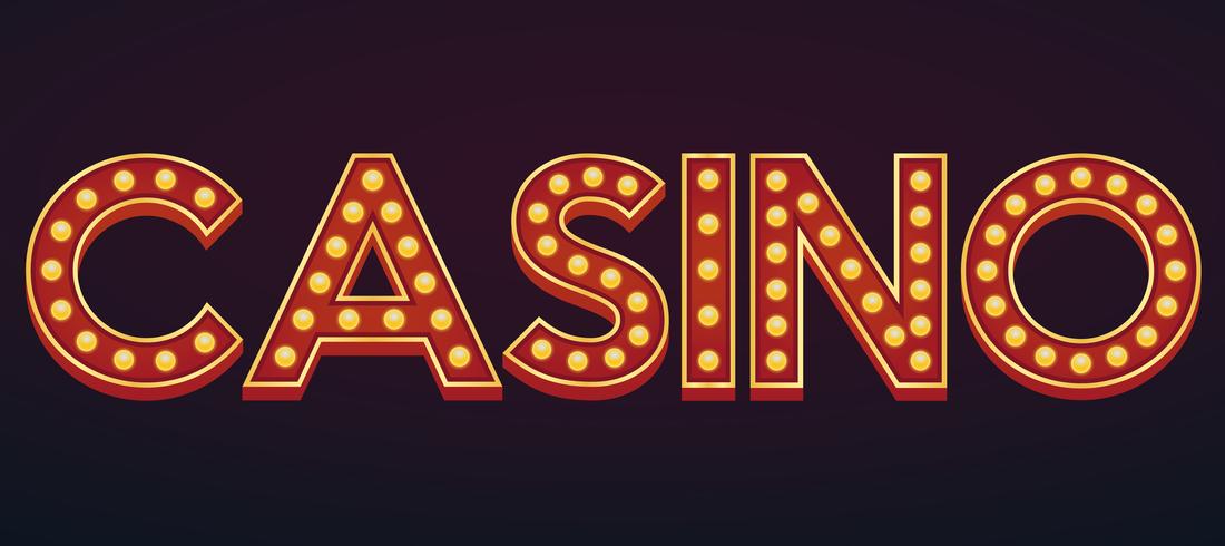 CASINO sign marquee light bulb vintage vector