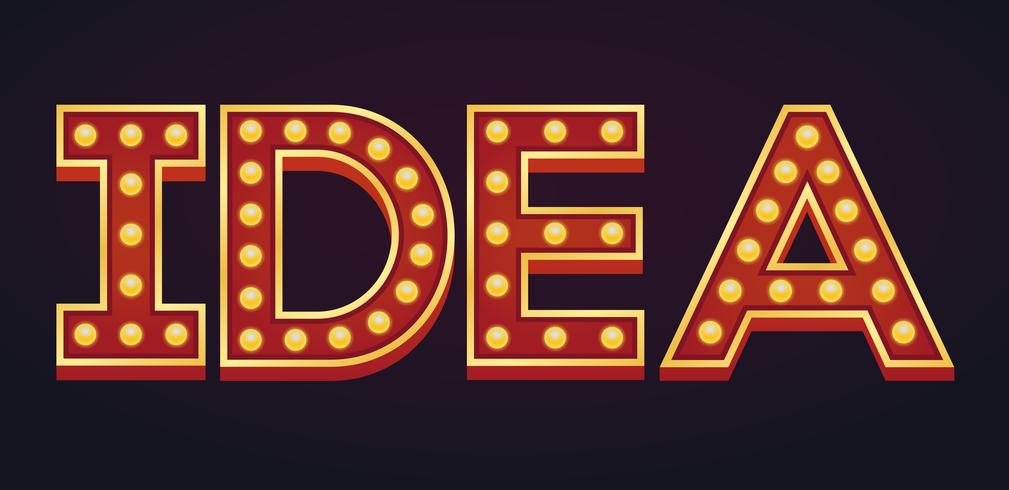 IDEA banner sign marquee light bulb vintage vector