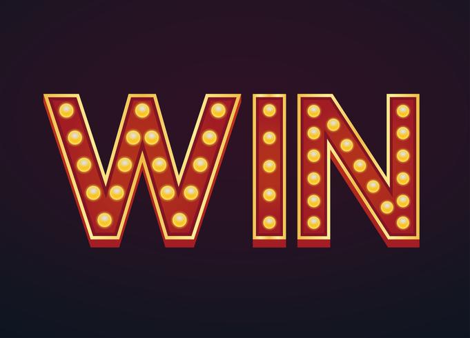 Win banner sign marquee light bulb vintage vector