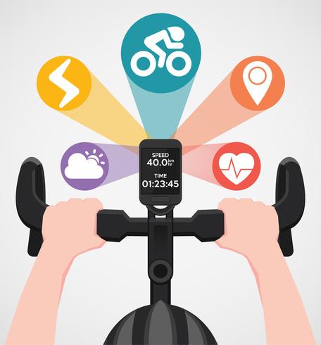 Bike computers and GPS of holding a position on your handlebars vector