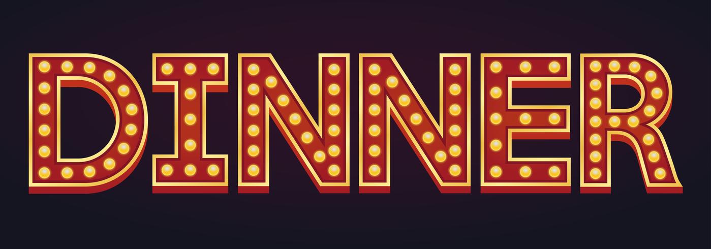 DINNER banner sign marquee light bulb vintage 540963 - Download Free