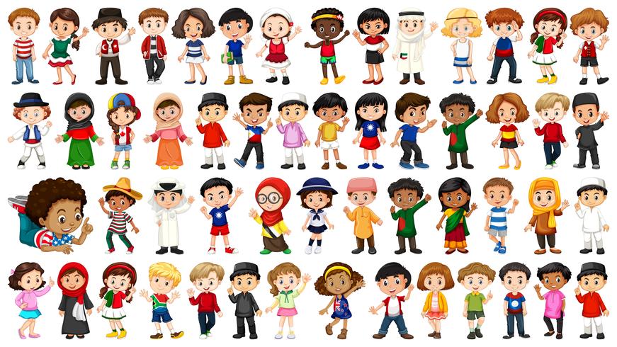 large set of ethnical people vector