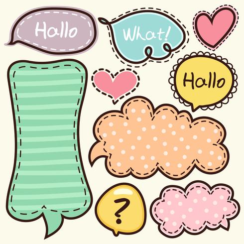 Cartoon words label cute doodle vector