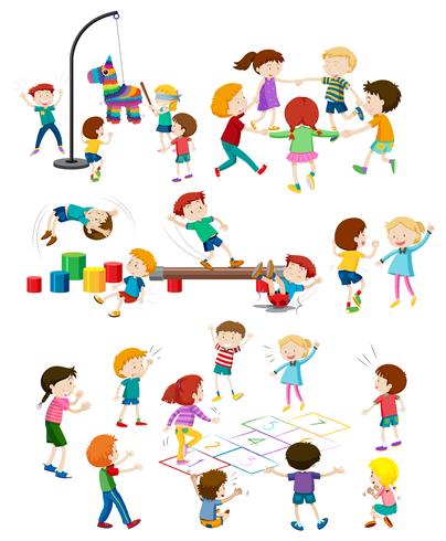 Set of children playing vector