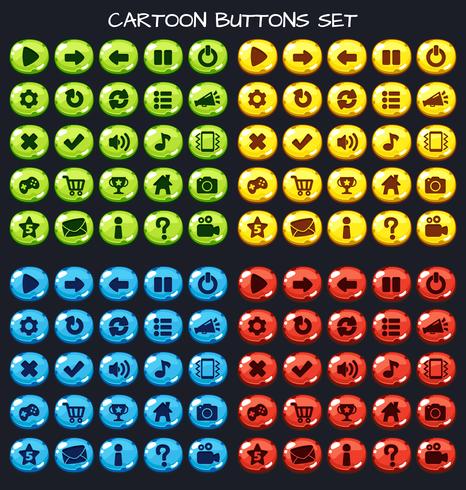 Cartoon button set game pack, GUI element for mobile game vector