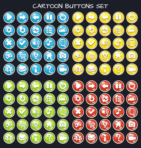 Cartoon button set game pack, GUI element for mobile game vector