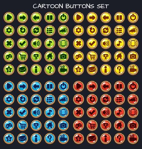 Cartoon button set game pack, GUI element for mobile game vector