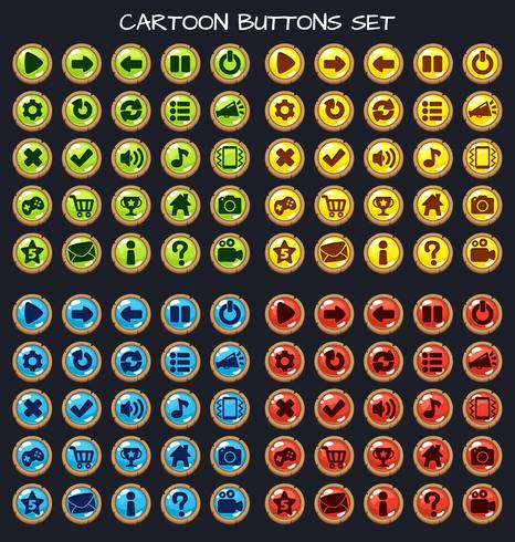 Pack de juegos de botones de dibujos animados, elemento GUI para juego móvil vector