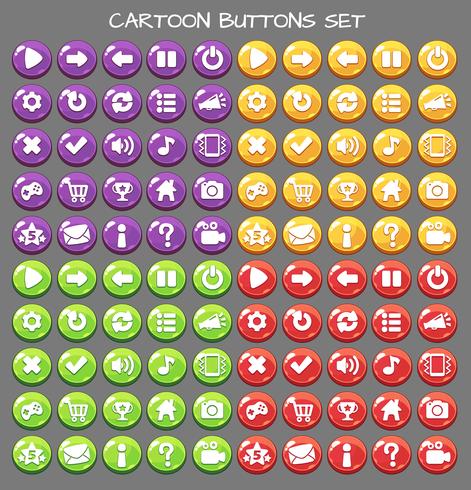 Cartoon button set game pack, GUI element for mobile game vector