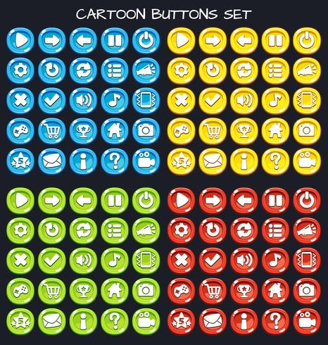 Cartoon button set game pack, GUI element for mobile game vector