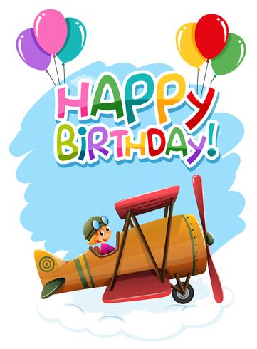 Birthday with vintage plane template vector