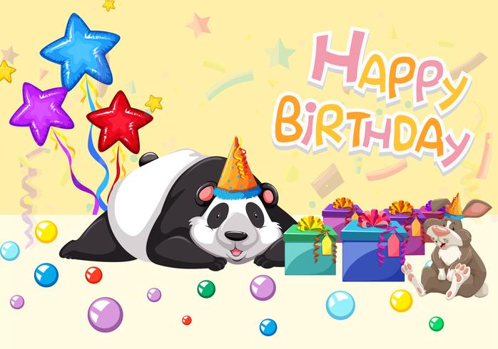 happy birthday panda card vector