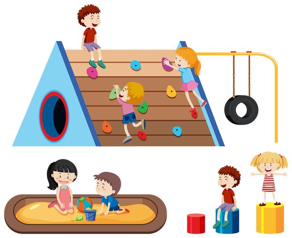 Children and outdoor playground vector