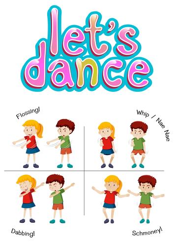 Children with different dance move vector