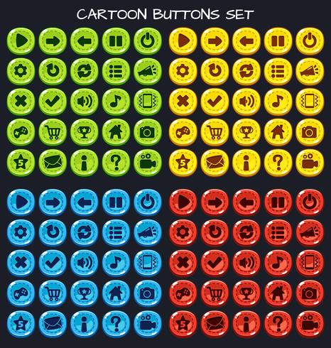 Cartoon button set game pack, GUI element for mobile game vector
