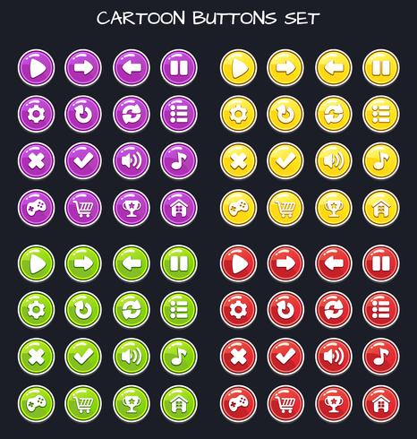 Cartoon button set game pack, GUI element for mobile game vector