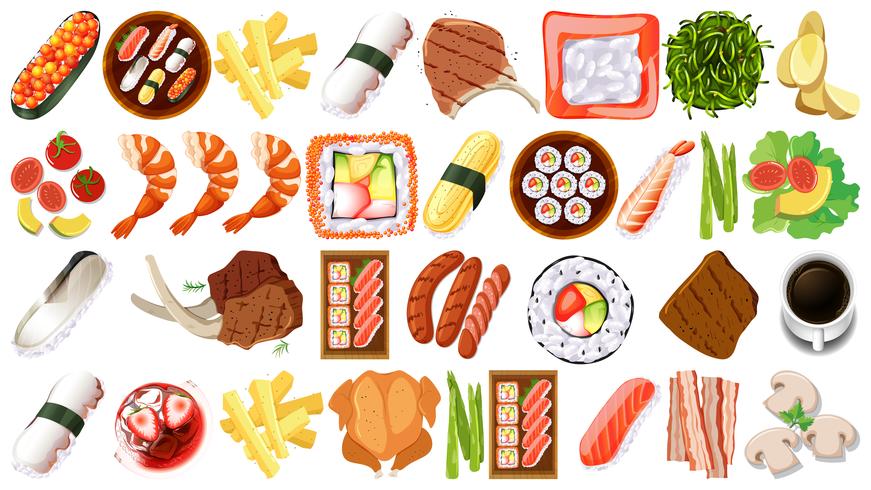 Set of different foods vector