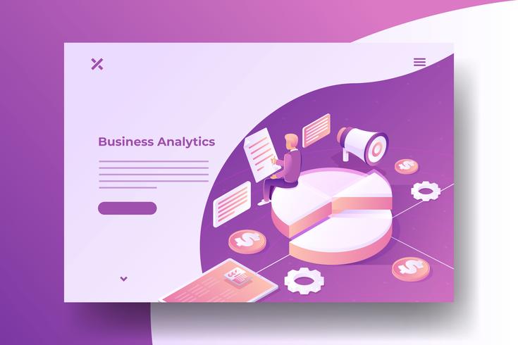 Isometric Data Analysis and Marketing vector