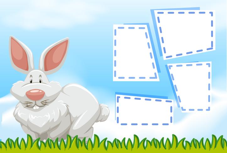 Rabbit on note template vector