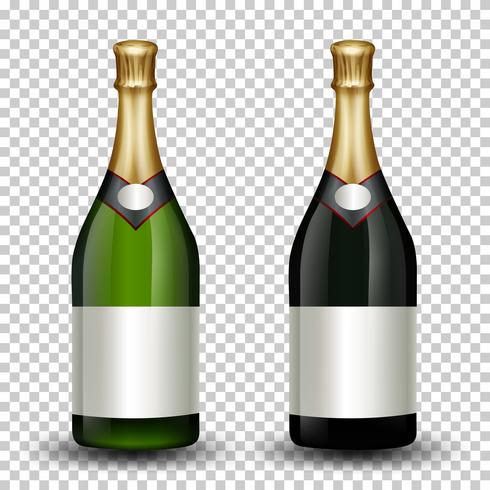Conjunto de diferentes botellas de champagne. vector