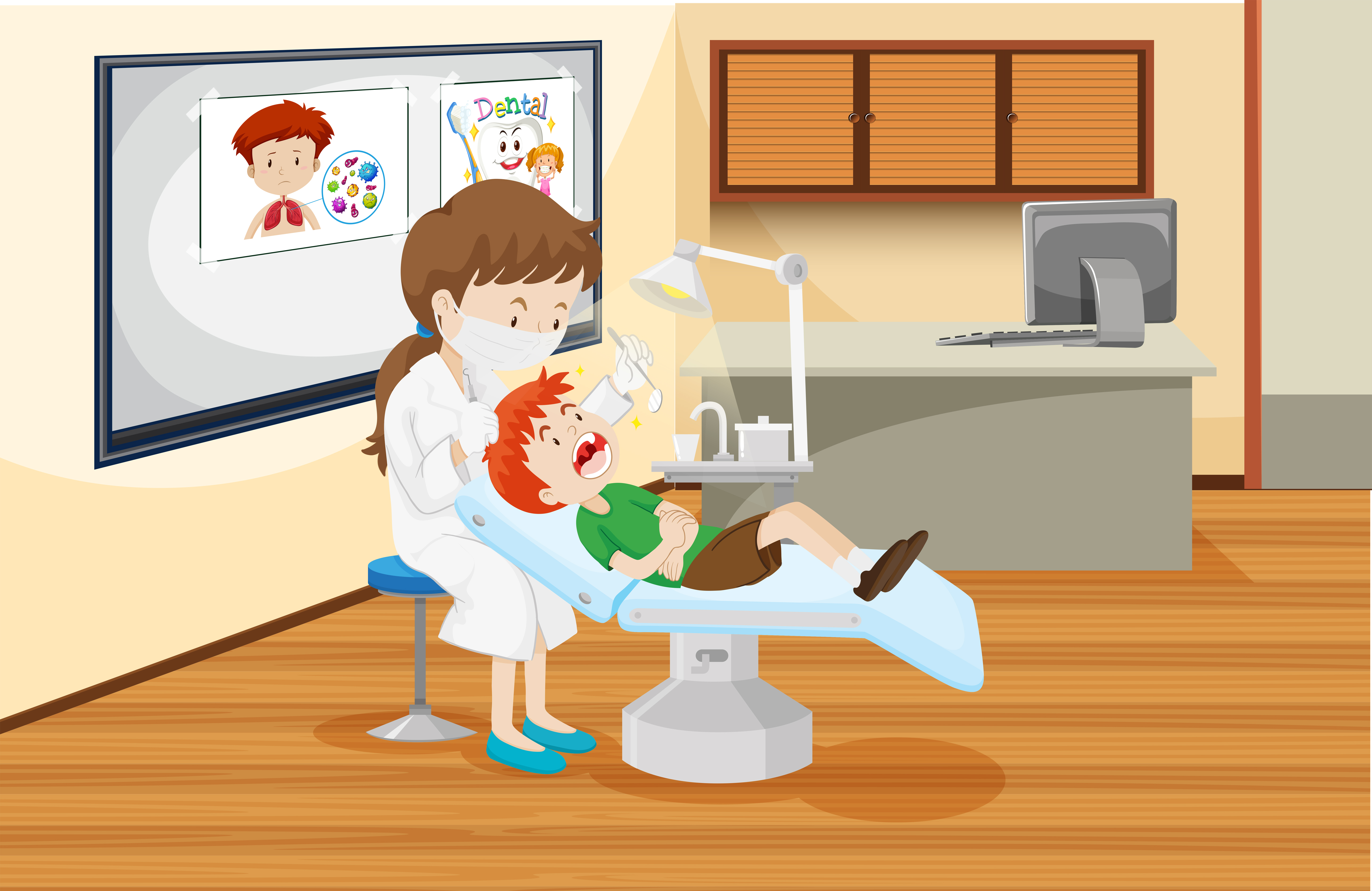 A boy at dental clinic 541191 Vector Art at Vecteezy