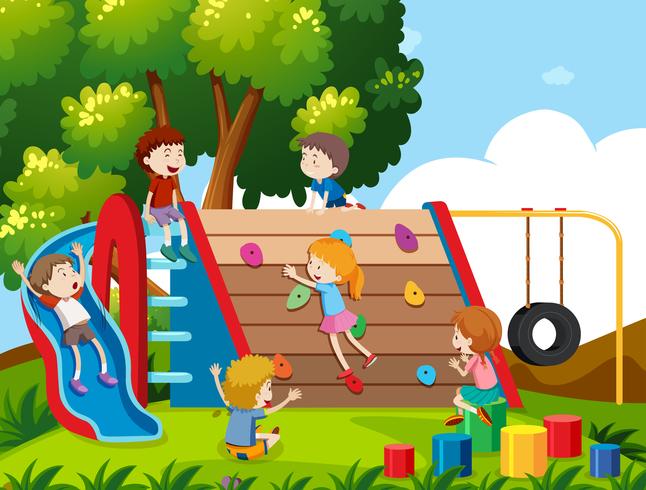 Children playing at playground vector