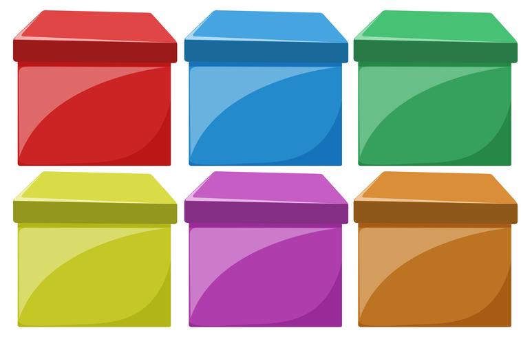 Conjunto de cajas de colores vector